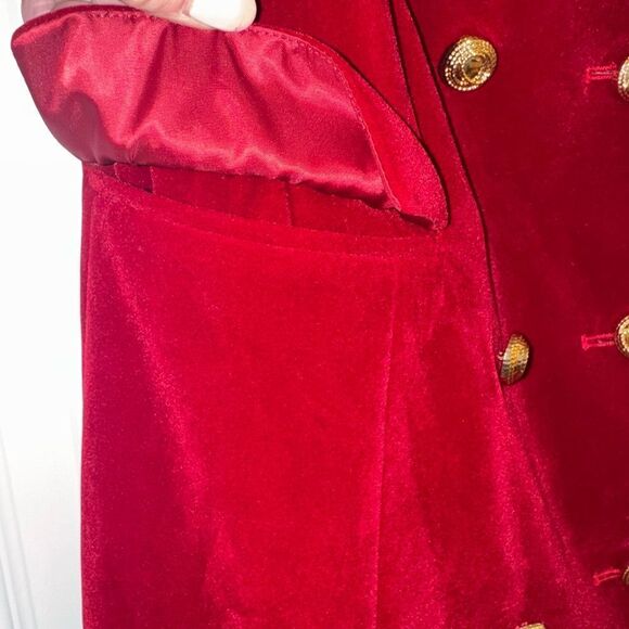 MOTF SLEEVELESS VELVET BLAZER DRESS W/OUT T Burgundy Double-Breasted Dress SZ M - Picture 7 of 14